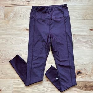 Sweaty Betty Full Length Shiny Maroon Leggings | Small